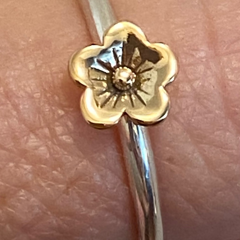 Sterling Silver Ring with Bronze Cherry Blossom Size 7